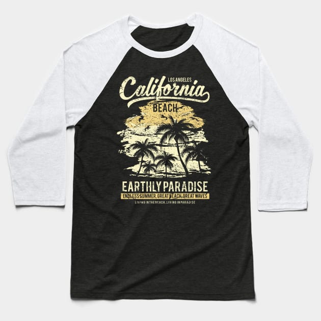 Los Angeles California Beach Earthly Paradise Endless Summer Great Waves Baseball T-Shirt by JakeRhodes